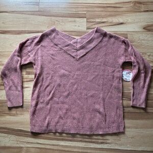 Women’s maternity V-Neck Knit Sweater - Dusty Rose